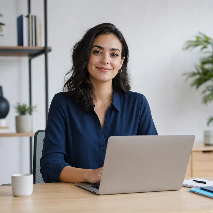 Profissional usando notebook em um ambiente de trabalho