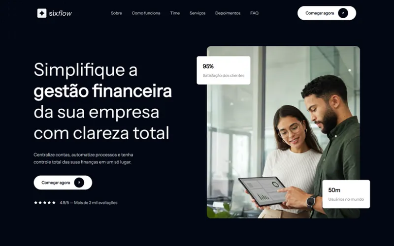 Capa do modelo SixFlow, site para gestão financeira